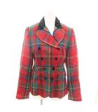 ラルフローレン RALPH LAUREN 美品 ジャケット ウール 9 赤 レッド チェック柄 ダブルブレスト 長袖 /SJ ■GY06