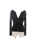 フォクシー FOXEY 美品 カットソー 紺 ネイビー Vネック 長袖 ギャザーデザイン /SJ ■GY06