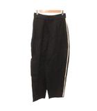 クロエ CHLOE ラインパンツ 34 麻 リネン 側章 テーパード 黒 ブラック /JS ■GY06