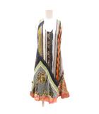 クロエ CHLOE ワンピース 絹 シルク 36 ひざ丈 総柄 サテン マルチカラー 緑 グリーン /JS ■GY06