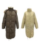 マックスマーラ ウィークエンドライン MAX MARA WEEKEND LINE リバーシブル ダウンコート ファー フード付き 40 ブラウンカーキ系 ベージュ系 /UO ■GY06