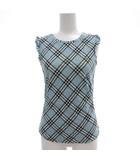 ブラウス シャツ 38 ノバチェック ノースリーブ 水色 ライトブルー /AE ■GY06