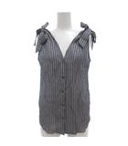 イエナ IENA シャツ ブラウス ノースリーブ ストライプ リボン グレー /AE ■GY06