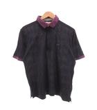 ポロシャツ L 半袖 ロゴ 刺繍 紺 ダークネイビー /AE ■GY06