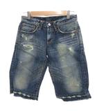 エドウィン EDWIN ジーンズ デニム ハーフパンツ ショート ダメージ加工 紺 ネイビー XS /AX ■GY06