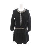 ポールカ PAULE KA 美品 セットアップ カーディガン ワンピース 38 黒 ブラック ラウンドネック 七分袖 トリミングデザイン /SJ ■GY06