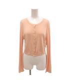 フォクシー FOXEY カーディガン ウール ショート丈 ラウンドネック 長袖 40 ペールピンク 35789 /YJ ■GY06