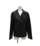 マックスマーラ MAX MARA レザージャケット 革ジャン 36 ダブルブレスト 長袖 テーラードカラー 黒 ブラック /NU ■GY06