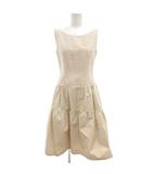 フォクシー FOXEY ワンピース ひざ丈 フレアスカート ノースリーブ 38 ベージュ /JS ■GY06