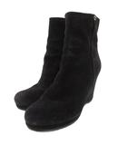 プラダ PRADA ブーティ ショートブーツ スエードレザー チャンキーヒール 36 黒 ブラック /JS ■GY06