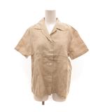 マドモアゼルノンノン mademoiselle NON NON オープンカラーシャツ 半袖 麻 リネン ベージュ /JS ■GY12