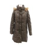 マリクレール MARIE CLAIRE BIS ダウンコート 9AR ブラウン系 ロング丈 トグルボタン 前開き フード付き ファー付き 長袖 無地 /SC ■GY12