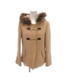 エフデ ef-de ショートダッフルコート アンゴラ混 リアルファーフード 9 ベージュ /YJ ■GY12