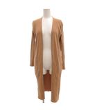 美品 カーディガン ロング 長袖 リブ 無地 茶 ブラウン /AE ■GY12