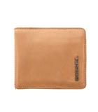 二つ折りサイフ 財布 小銭入れ 札入れ レザー ロゴ ベージュ /YJ ■GY12