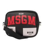 エムエスジーエム MSGM ショルダーバッグ PVC ロゴプリント ロゴチャーム ストラップ付き 黒 ブラック 赤 白 ホワイト /SX ■GY12