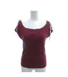 バーバリーブルーレーベル BURBERRY BLUE LABEL カットソー フレンチスリーブ ロゴ刺繍 リボン 38 エンジ /YJ ■GY12