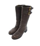 プラダスポーツ PRADA SPORT ロングブーツ 鹿革 ディアスキンレザー 37 茶 ブラウン /UO