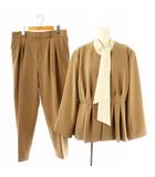  ルイルエブティック RUIRUE BOUTIQUE ボウタイブラウス×ペプラムフレアジャケット×パンツ ノーカラー 3点セット 3L グレージュ /HK ■OS