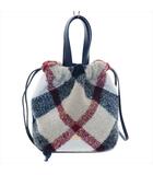 ブルーレーベルクレストブリッジ BLUE LABEL CRESTBRIDGE ハンドバッグ 巾着バッグ ボア チェック レザー レッド ベージュ 55122844 /AS ■OS