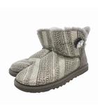 アグ UGG ショートブーツ シューズ ムートン ビジュー US6 23.0cm グレー /HO ☆AA★