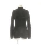 プラダ PRADA P26444 三角ロゴ レーシーロングコットンニット カットソー 38 黒 /MI ■OS ■SH