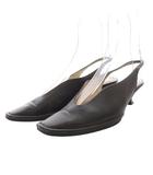 トッズ TOD'S マメ クロゴウチ スリングバックパンプス ハイヒール スクエアトゥ レザー 38.5 ブラック /YO14