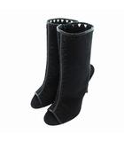  タマラメロン Tamara Mellon カットアウトヒールブーツ シューズ サイドジップ スエード 37 24.0cm 黒 ブラック /HO ■SH