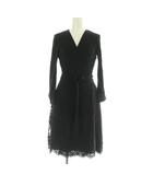 ダイアンフォンファステンバーグ DIANE von FURSTENBERG 花柄レース 切替 カシュクールワンピース ラップ 0 ブラック /MY ■OS