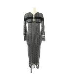 マメクロゴウチ  Mame Kurogouchi Rib Jacquard Pedicel Knit Dress ワンピース ニット ロング 1 ブラック ホワイト /DF ■OS