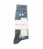 マルニ MARNI タグ付き ロングソックス 靴下 アーガイル柄 L グレー /HO2 ■SH