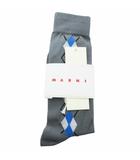 マルニ MARNI タグ付き ロングソックス 靴下 アーガイル柄 L グレー /HO3 ■SH