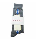 マルニ MARNI タグ付き ロングソックス 靴下 アーガイル柄 L グレー /HO1 ■SH