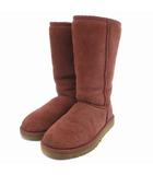 アグ UGG ムートンブーツ ショート ボア スエード 23cm 赤 レッド /JS