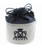 ドゥロワー Drawer 24SS 巾着バッグ ロゴ刺繍 レザー切替 紺 ネイビー /JS ■SH
