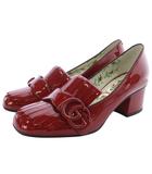 グッチ GUCCI GGマーモント パテントレザー フリンジ パンプス スクエアトゥ 35.5 赤 レッド 474510 /SR11