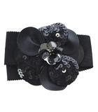 トゥービーシック TO BE CHIC ブローチ フラワーモチーフ リボンモチーフ スパンコール ブラック /YO3