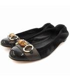 グッチ GUCCI バンブー パンプス フラットシューズ ぺたんこ ラウンドトゥ ローヒール ホースビット 35 22cm 黒 ブラック /OU