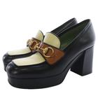 グッチ GUCCI ホースビット ヒール ローファー レザー 37 黒 ブラック 572228 /SR34