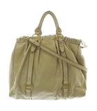 ミュウミュウ miumiu VITELLO LUX 2WAYバッグ ショルダーバッグ ハンドバッグ ロゴ クリーム色 /SR37 ■OH