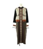 マメクロゴウチ  Mame Kurogouchi Layered Knitted Dress ニットワンピース プルオーバー モヘヤ混 1 タイト 黒 白 茶 /CX ■OS