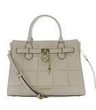 マイケルコース MICHAEL KORS 24SS Hamilton Medium Woven Satchel トートバッグ ショルダーバッグ 2way 斜め掛け レザー アイボリー 35S4GHMS2Y /YO21