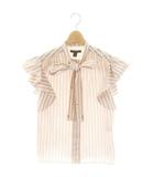 ルイヴィトン LOUIS VUITTON RW212WDR3FLB 20SS モノグラム ストライプ 2WAY ブラウス ボウタイ 34 赤 白 /MI ■OS