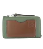 ロエベ LOEWE コインカードホルダー カードケース 小銭入れ ウォレット アナグラム レザー ブラウン グリーン C660Z40X04 /YO26 ■OH