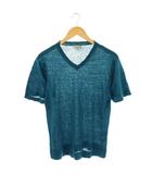 マーガレットハウエル MARGARET HOWELL リネンコットン混半袖ニット カットソー M ブルーグリーン /DO ■OS