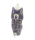 エミリオプッチ EMILIO PUCCI 総柄 ドルマンスリーブ ワンピース 膝丈 半袖 40 紺 マルチカラー /NR ■OS