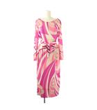 エミリオプッチ EMILIO PUCCI プッチ柄 長袖 ワンピース ロング I48 ピンク マルチカラー /ES ■OS