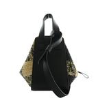 ロエベ LOEWE ハンモックバッグ コンパクト ショルダー ラフィア×カーフ 黒 ブラック A538H13X43 /AQ ■OS ■OH