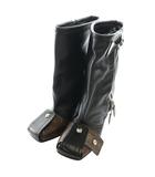 ルイヴィトン LOUIS VUITTON モノグラム切替スクエアトゥブーツ チャンキーヒール レザー 37 23.5cm 黒 ブラック 茶 ブラウン /AQ ■OS ■SH