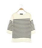 セントジェームス SAINT JAMES セントジェームス ボーダー ボートネック 七分袖 カットソー バスクシャツ Tシャツ XS ネイビー ホワイト /ES ■OS